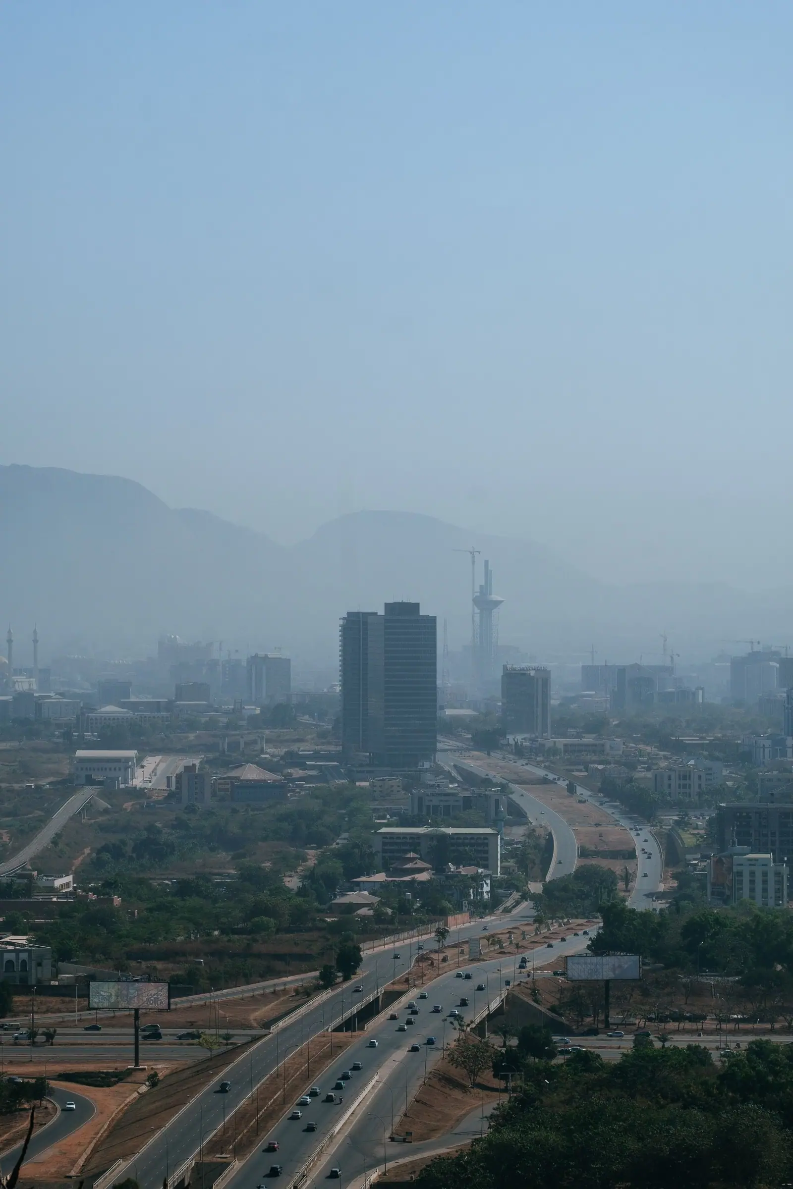 Hazy harmattan skyline over Abuja