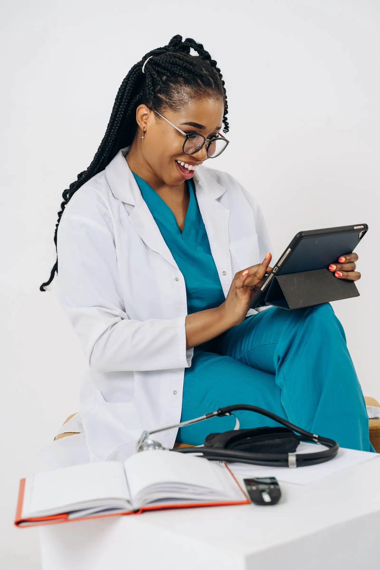 Doctor reviewing results on a tablet